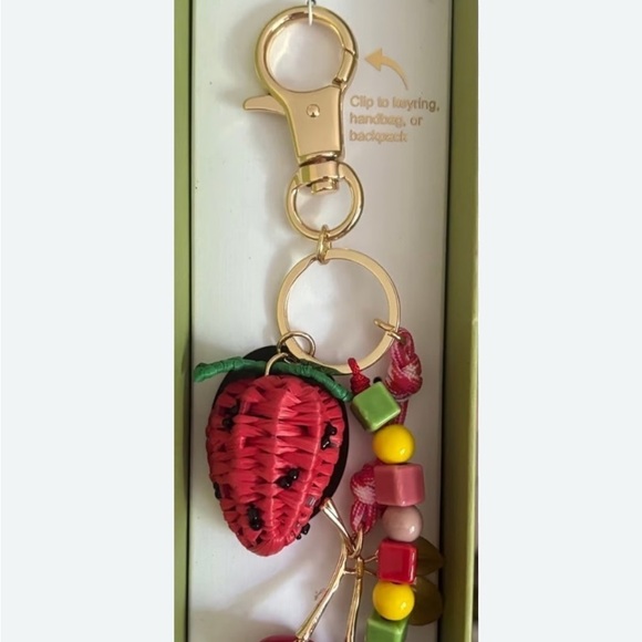 Piper K Accessories - PIPER K Strawberry Woven Keychain with Beads